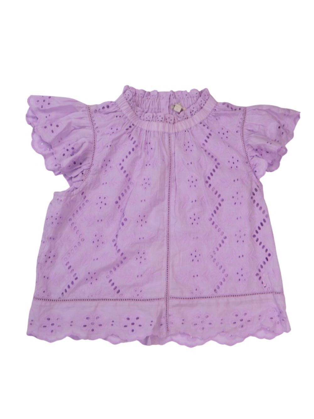 Jennifer Grace Purple Eyelet Blouse S Embroidered Ruffle Flutter Sleeve Boho